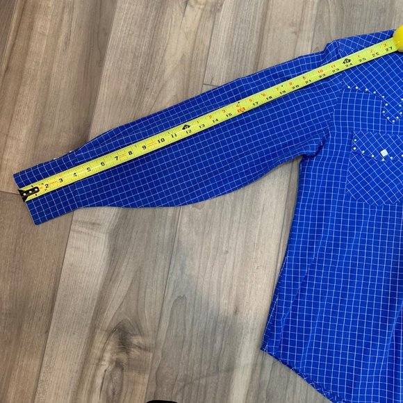 Cruel Girl Long Sleeve Blue White Check Western Shirt M - Picture 9 of 12